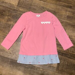 Crown & Ivy Pink Long Sleeve Valentines Shirt with Heart Accents